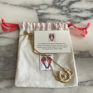 NWT Shrimps Horseshoe Pearl and Gold Necklace